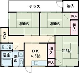 落合貸家F 1階3DKの間取り