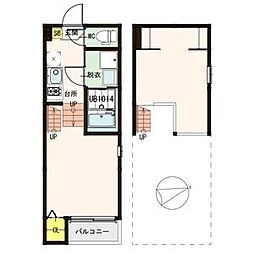 コンフォール仙台若林 2階1Kの間取り