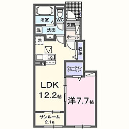 サンフォーエバー 1LDKの間取図画像