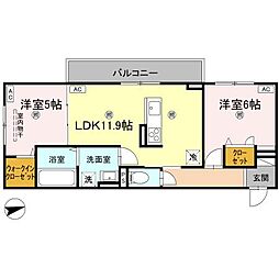 エムフルージュ 2LDKの間取図画像