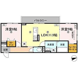 エムフルージュ 2LDKの間取図画像