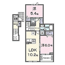 クレシェント 2LDKの間取図画像