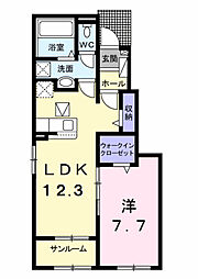 グラスロードII B 1LDKの間取図画像