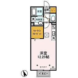 セゾン ド ジャルダン 1階ワンルームの間取り