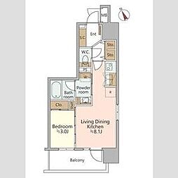 ジオエント福島野田レジデンス 1LDKの間取図画像