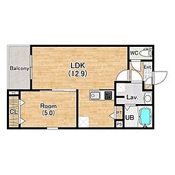 (仮称)ジーメゾン今伊勢セレナ 0201 2階1LDKの間取り