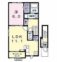 カンファタブル_KII 1LDKの間取図画像