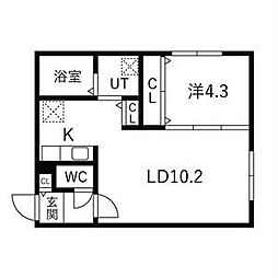 札幌市中央区南十二条西14丁目アパート 1LDKの間取図画像