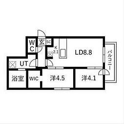 札幌市中央区南十五条西8丁目マンション 2LDKの間取図画像