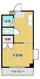 サンライズ鶴江A棟 1DKの間取図画像