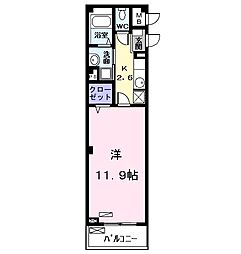 プラシード1 1Kの間取図画像