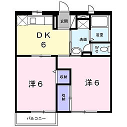 サンビューハウス 2DKの間取図画像