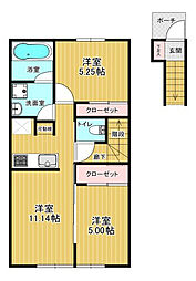 ル・リオン B（Le rion B） 204 2階2LDKの間取り