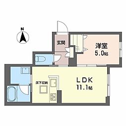 アメリス 101 1階1LDKの間取り