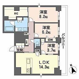 ラヴェール横川 901 9階3LDKの間取り