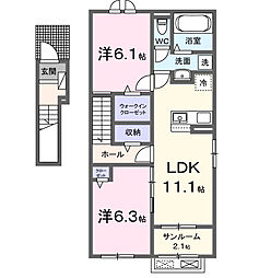 八街市八街アパート 2LDKの間取図画像