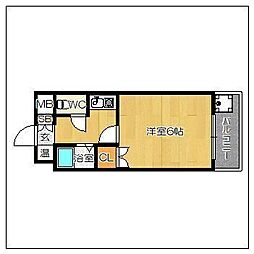ベルデマール千早 1Kの間取図画像
