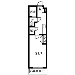 リコ・ガーデン 308 3階1Kの間取り