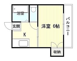 シャルルコーポ紫原 1Kの間取図画像