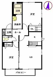 セピアコート2 2LDKの間取図画像