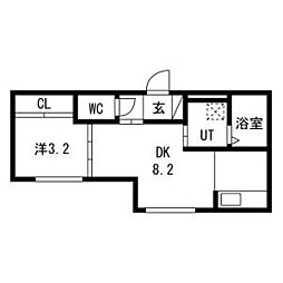 RUI24(ルイ24)  仮)二十四軒4ー4AP 1DKの間取図画像