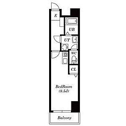 テイビービル 206 2階ワンルームの間取り