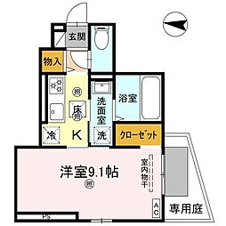 メルベーユトリシア 101 1階1Kの間取り