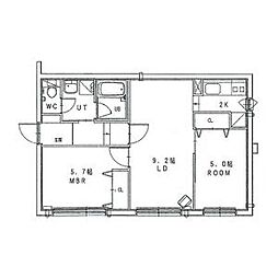 パルコ白石 1階2LDKの間取り