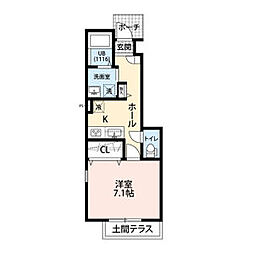アムール 川原田 103 1階1Kの間取り