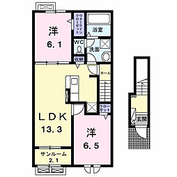 ブルーム 2LDKの間取図画像