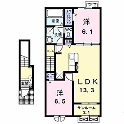 ブルーム 2LDKの間取図画像