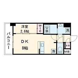 エスリードレジデンス ザ・グラン 梅田イースト 1DKの間取図画像