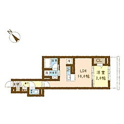 リアン 303 3階1LDKの間取り