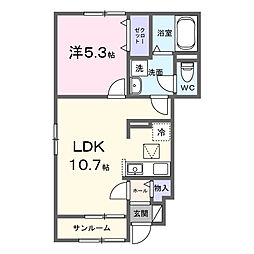 ヴェッセル 1LDKの間取図画像