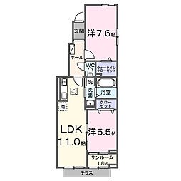 ロータス水巻2 2LDKの間取図画像
