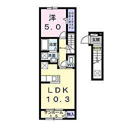 カーサ グラシオッソ A 1LDKの間取図画像