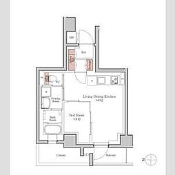 ジオエント四条大宮 1LDKの間取図画像