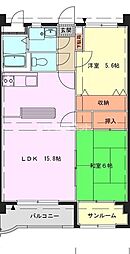 マスタッシュ堀川 2LDKの間取図画像