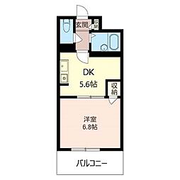 アービス柳前 1DKの間取図画像