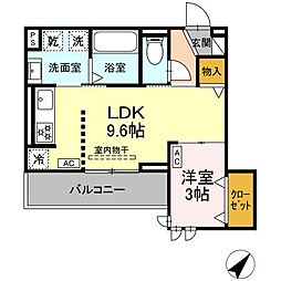 カーサ・クレール 302 3階1LDKの間取り