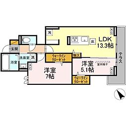 yamaju 2LDKの間取図画像