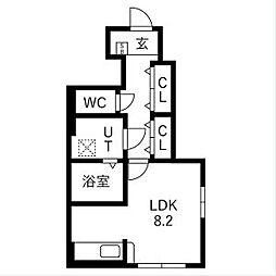 アクアフィオーレ江南 1Kの間取図画像