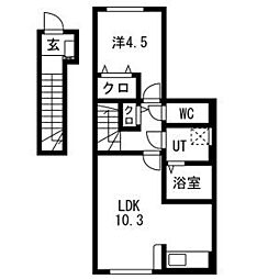 T・MハウスI(A棟) 1LDKの間取図画像