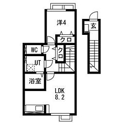 ヴァンクール鶴岡II 1LDKの間取図画像