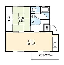 ＵＲ　泉南一丘団地　36棟 203 2階1LDKの間取り