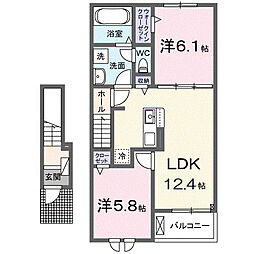 ヒカルサ大宮南中丸サウス 2LDKの間取図画像