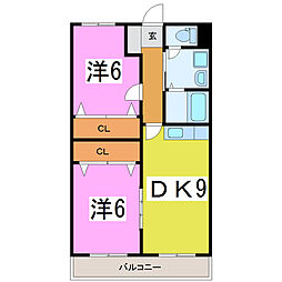 ウィズ・ラニッシュ 2DKの間取図画像