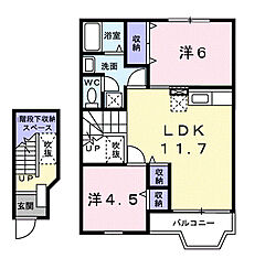 プレーヌミヤモト 2LDKの間取図画像