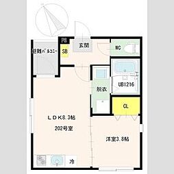 PRIME智明 1LDKの間取図画像