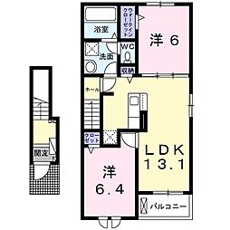 甲府市上今井町アパート 2LDKの間取図画像